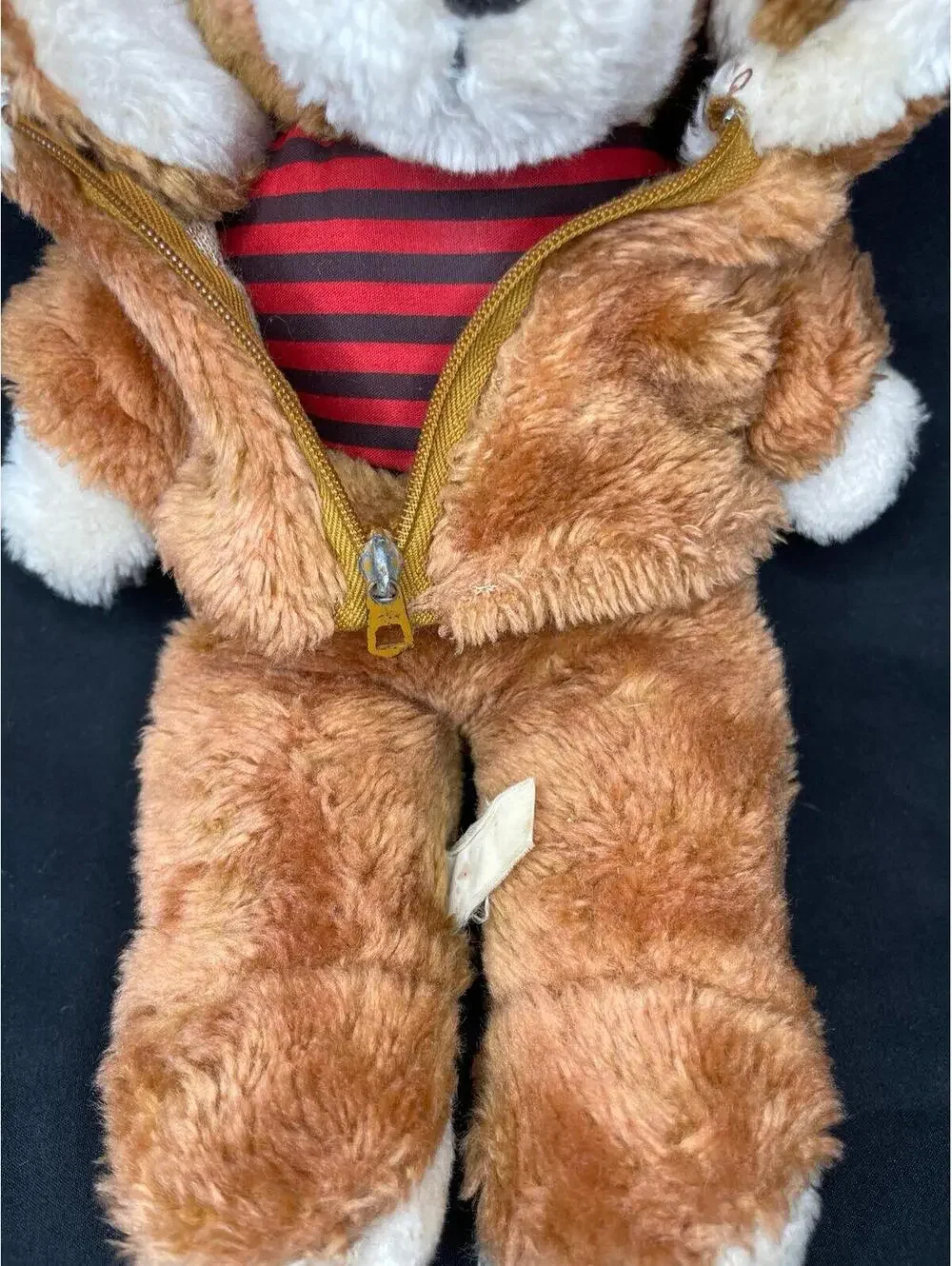 Vintage Avon Plush Dog w/ Hooded Jacket Brown Puppy Stuffed Animal 12” Removable